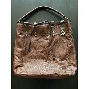 LUCKY BRAND Large Brown Leather Hobo Bag